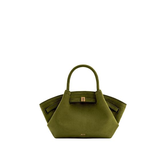 Hana Mini Faux Suede Tote Bag - Dark Olive ^_^ - Picture 1 of 8